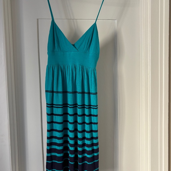 Blue & Teal Striped Summer Dress Mango small - Picture 1 of 5